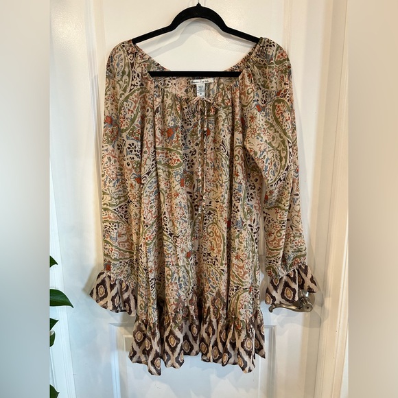 American Rag Dresses & Skirts - American Rag CIE paisley-printed sheer mini dress Women’s Size Medium